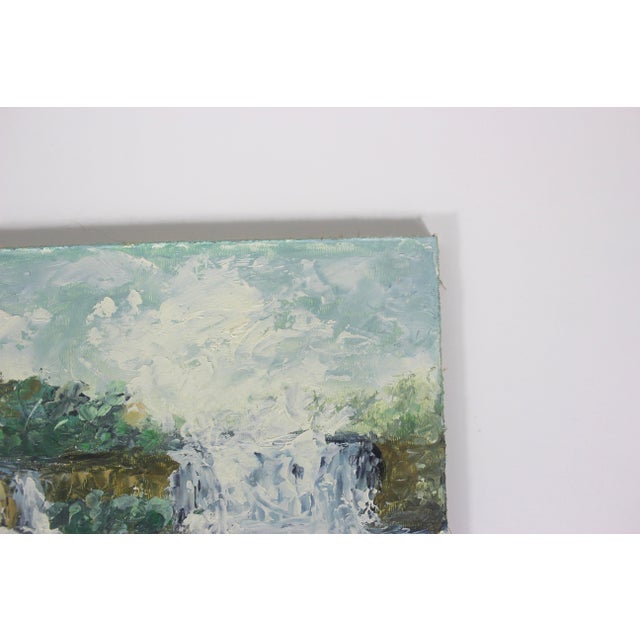 1970s Signed Vintage Oil Painting of Niagara Falls Unframed Small For Sale - Image 5 of 8