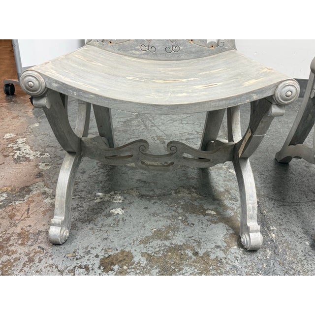 Regency Reproduction Curule Side Chairs, Pair For Sale - Image 9 of 12