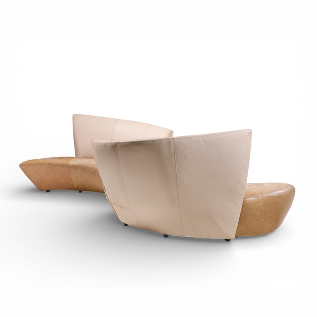 Tan Vladimir Kagan for Preview Mid Century Serpentine Sofas - Pair For Sale - Image 8 of 9