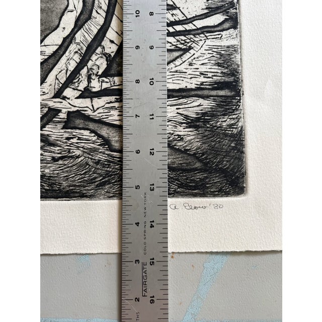 Abstract 1980s Alon Elow Abstract Etching Made by Artist in Ny Studio Signed in Pencil For Sale - Image 3 of 4