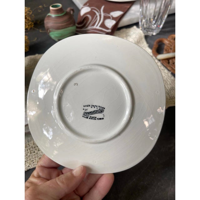 Mid 19th Century Mid Cetury Modern Taylor Smith Taylor Saucer Plates in Coffee Tree Pattern - Set of Seven (7) For Sale - Image 4 of 9