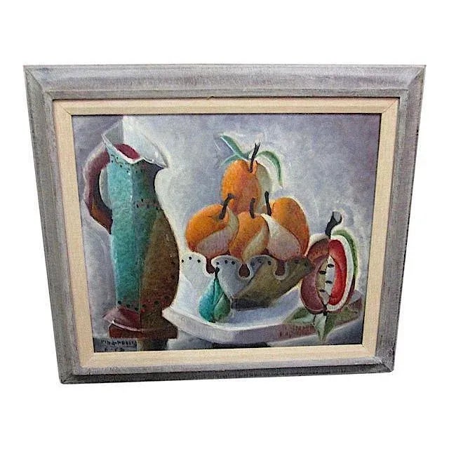 Gray Original Signed/Dated '52 Vintage Mid 20th C. Oil On Canvas By Listed Spanish Artist Riba-Rovira For Sale - Image 8 of 8