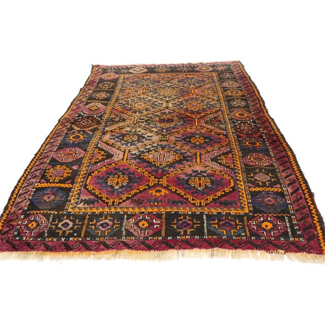 Burgundy Antique Persian Shiraz Rug - 04'02 X 05'10 For Sale - Image 8 of 9