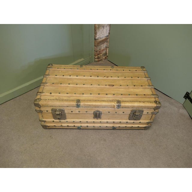 French Art Deco Velum Leather Valise, Cabin Trunk, Coffee Table This is a lovely old piece, the velum is in good vintage...
