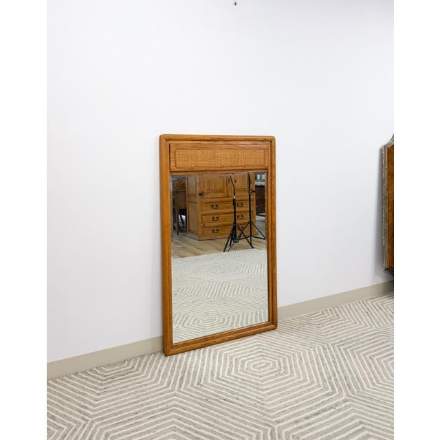 Mid-Century Modern Lane Perception MCM Cane Mirror Vintage Mid-Century Rare Wall Mirror For Sale - Image 3 of 7