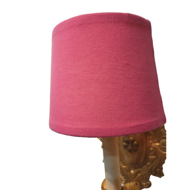 2000 - 2009 Pink Shade Palm Beach Regency Style Wall Sconces, a Pair For Sale - Image 5 of 8