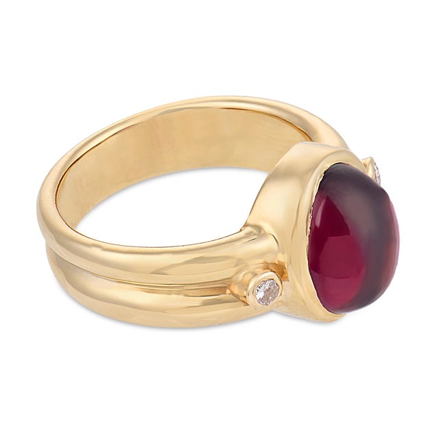 Vintage 3.80 Carat Tourmaline Diamond 14k Yellow Gold Ring, Size 7 For Sale - Image 4 of 7