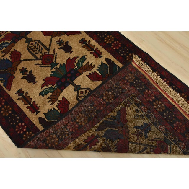 Baloch Rug 2’9” X 4’11” Beige Wool Vintage Tribal Hand-Knotted Oriental Carpet For Sale - Image 9 of 10