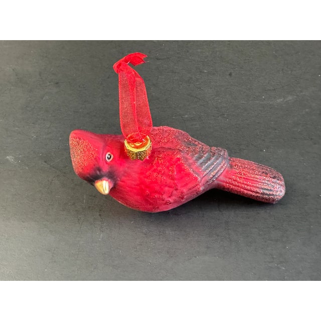 Red Cardinal Bird Glass Christmas Ornament For Sale - Image 10 of 10