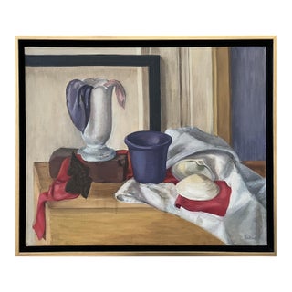 Padwa Framed Oil Painting on Canvas Still Life With Vases For Sale