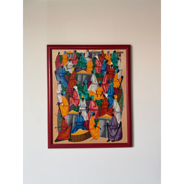 Vintage Haitian Still Life Market Scene Oil on Canvas Painting – Framed For Sale - Image 9 of 11