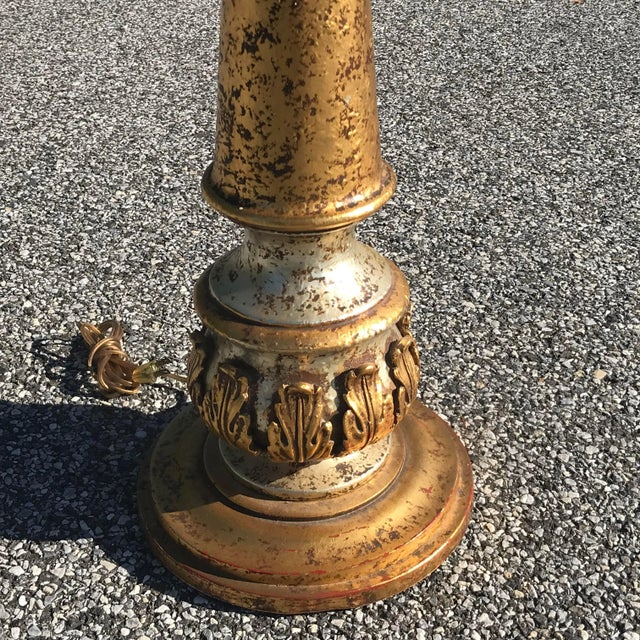 Hollywood Regency Gold Leaf Side Table Floor Lamp by Nardini Studios For Sale - Image 10 of 12