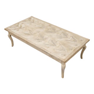 French 19th Century Fruitwood Coffee Table with Butterfly Veneer and Cabrioles For Sale