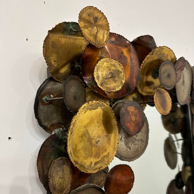 Curtis Jere Brutalist Mixed Metals Raindrops Mirror For Sale - Image 10 of 12