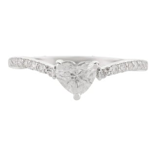 18k Gold Romantic Heart Cut Diamond Promise Ring Gift for Her Size 7 For Sale