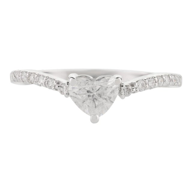 18k Gold Romantic Heart Cut Diamond Promise Ring Gift for Her Size 7 For Sale