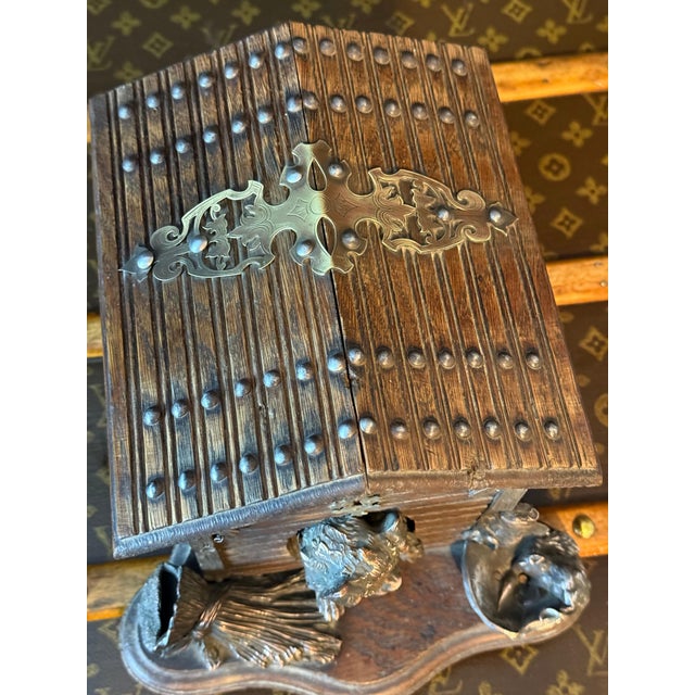 Antique Carved Wooden Cigar Humidor with Dog Decoration, 1890 For Sale - Image 16 of 18