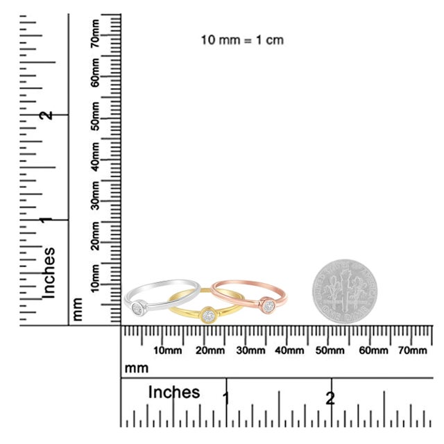 Early 21st Century Tri-Color 14K Gold Plated .925 Sterling Silver 1/6 Cttw Round Miracle-Set Diamond Stacking Promise R For Sale - Image 5 of 5