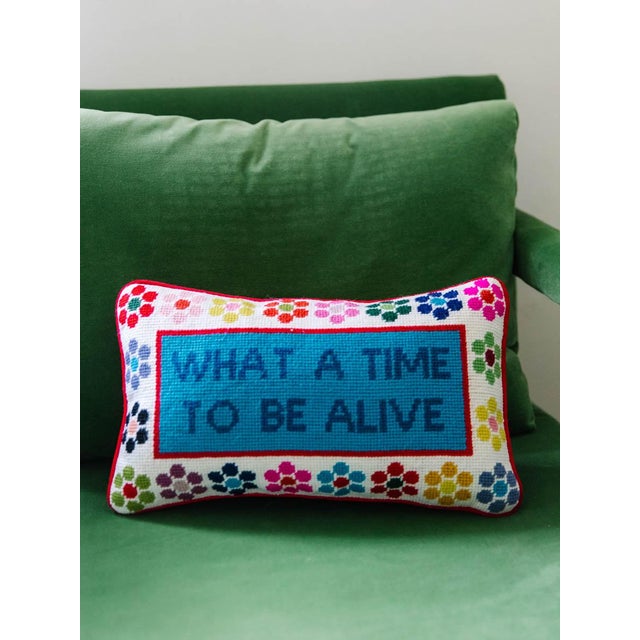 Furbish What a Time Needlepoint Pillow Chairish