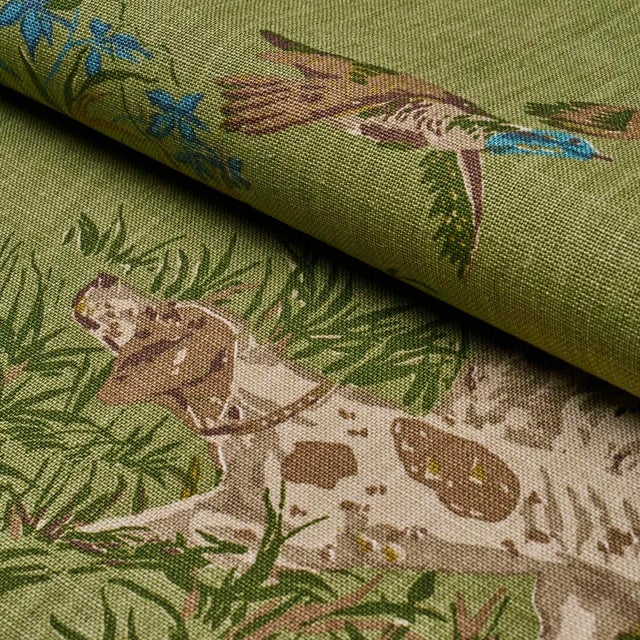 2020s Schumacher Pointers Fabric In Meadow For Sale - Image 5 of 5