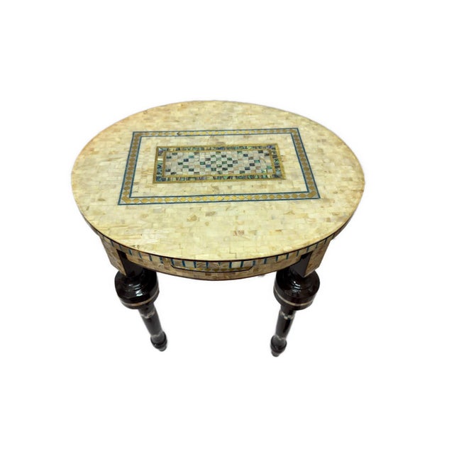Add an elegant touch of traditional Egyptian craftsmanship to your interior with this exceptional handmade wooden end...