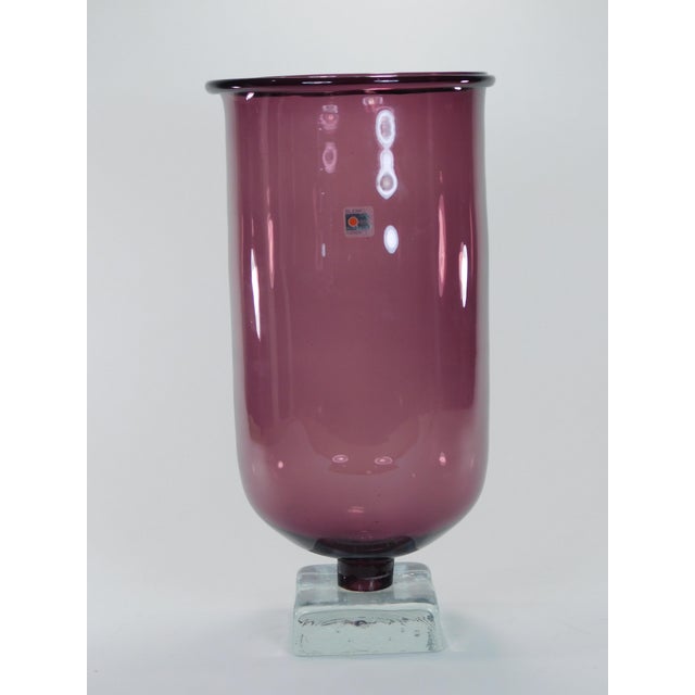 Blenko Purple Block Footed Base Tall Glass Vase Chairish