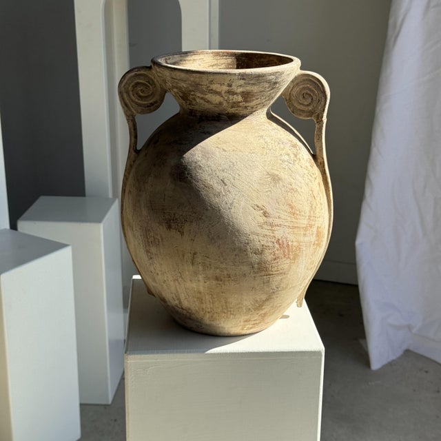 Large Cream-Colored Terracotta Vase, 1960s For Sale - Image 12 of 12