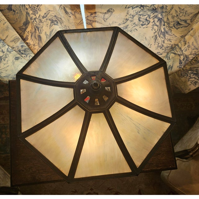 1900s Stately Bradley and Hubbard Slag Glass Lamp For Sale - Image 9 of 18