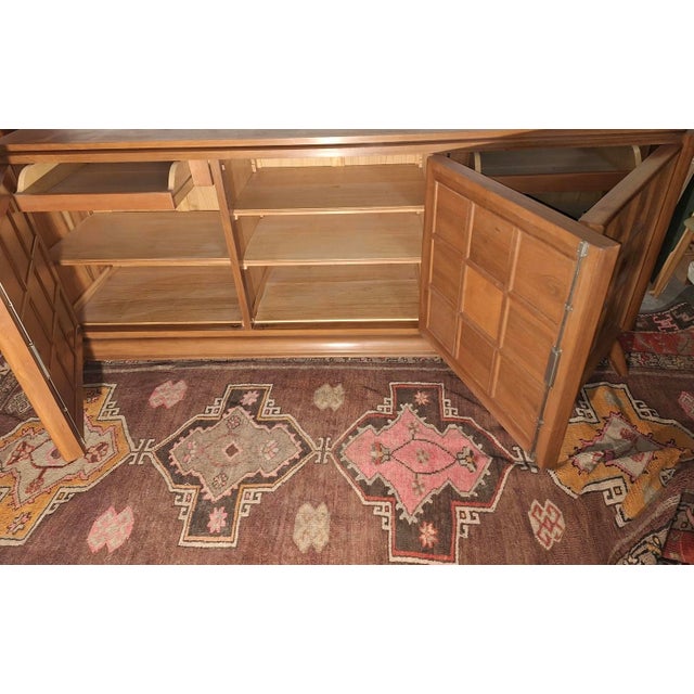 Large Brutalist French Sideboard with Carved Panels, 1940s For Sale - Image 10 of 16