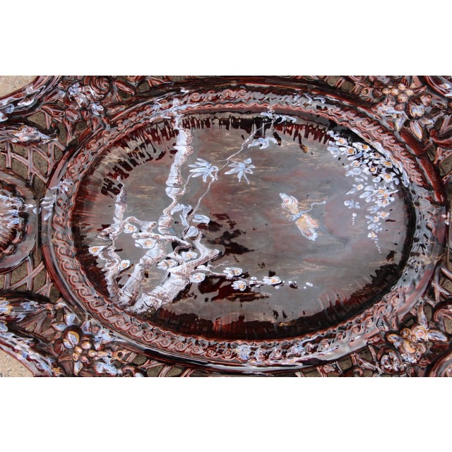 Large Earthenware Platter from Saint-Clément and Emile Gallé, 1890s For Sale - Image 4 of 11