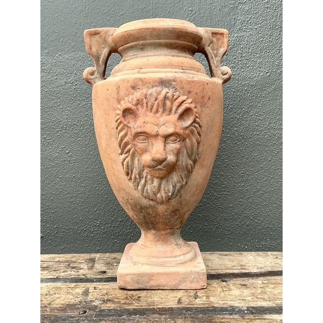 Vintage Terracotta Lion’s Head Urn For Sale - Image 4 of 12