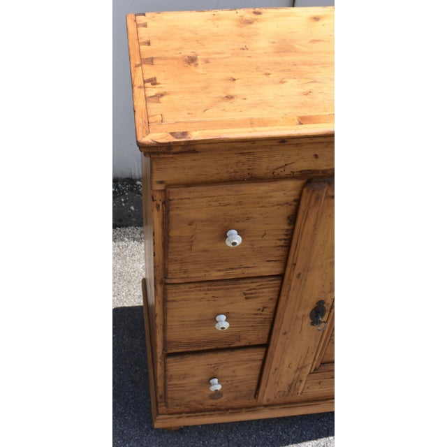Pine Three Drawer Czech Bread Cupboard For Sale - Image 9 of 14