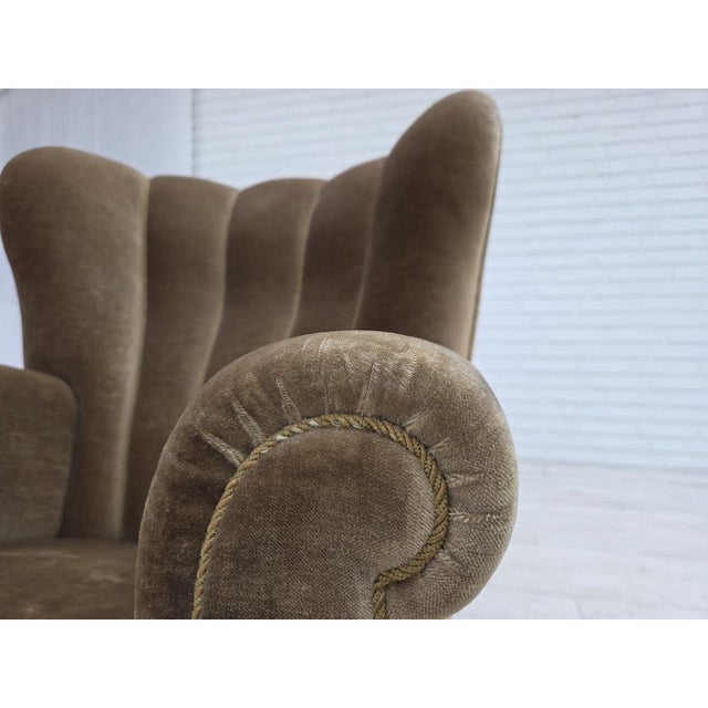 Danish Relax Armchair in Dark Green Velour and Ash, 1960s For Sale - Image 6 of 18