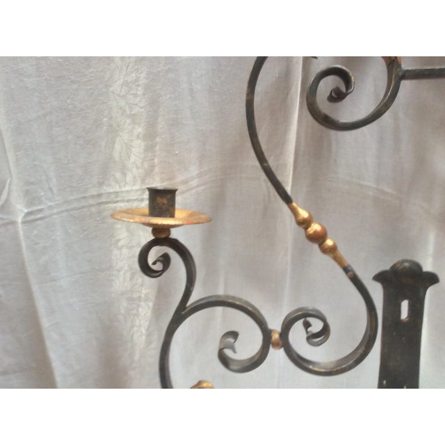 Metal Hand Wrought Iron Candle Sconce For Sale - Image 7 of 10