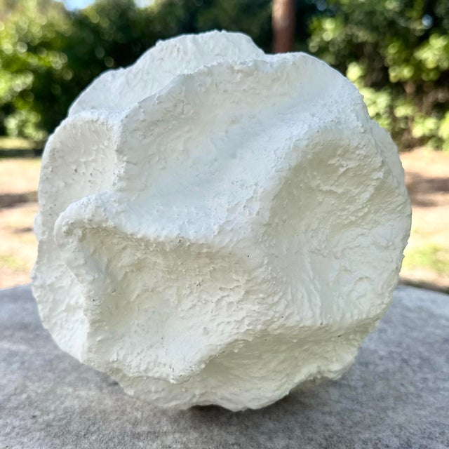 Contemporary Minimalist Abstract Textured Spherical Plaster Sculpture For Sale - Image 3 of 6