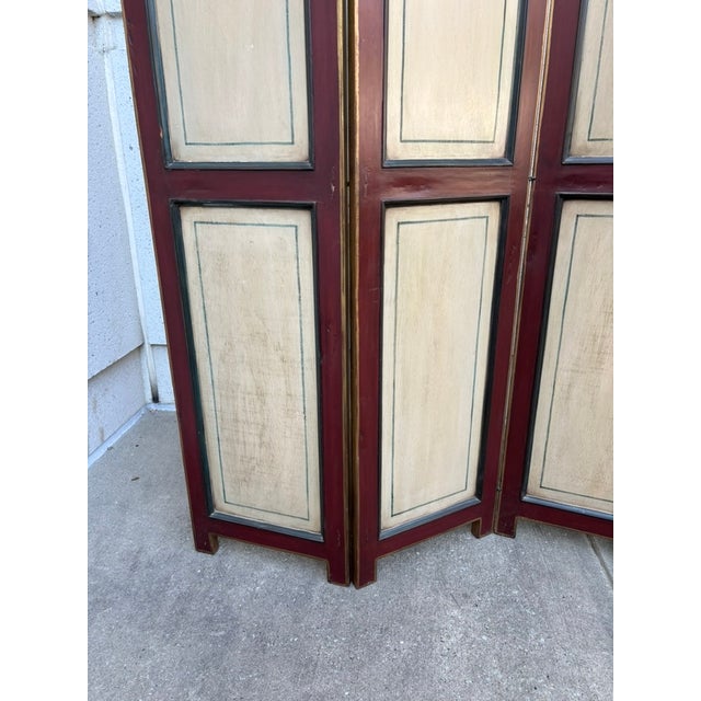 Italian Neoclassical Hand Painted Wood Four Panel Screen, 1950s For Sale - Image 14 of 17