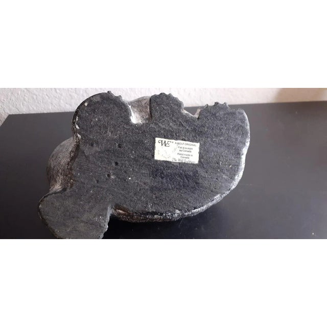 Stone Vintage Canadian Wolf Sculptures Slate Walrus & Baby Sculpture For Sale - Image 7 of 8