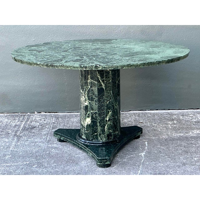 Vintage Green Marble Pedestal Table For Sale - Image 4 of 12