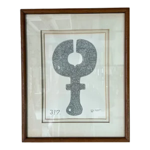 1980's Sylvia John Rienks " Ritual Implement " Drawing, Framed