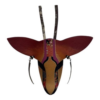 Hilarey Handcrafted Clay Animal Wall Mask, Signed For Sale