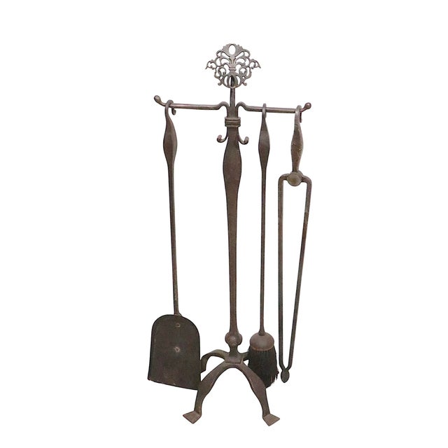 Arts & Crafts Early 20th Century 4 Pc. Arts and Crafts Fireplace Tool Set For Sale - Image 3 of 11