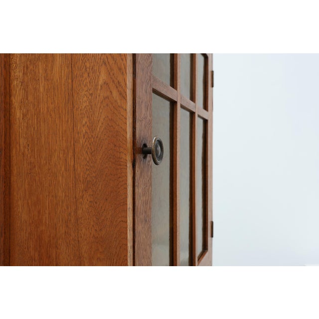 Art Deco Oak Wall Cabinet with Amber Glazed Door, Belgium, 1920s For Sale - Image 10 of 13