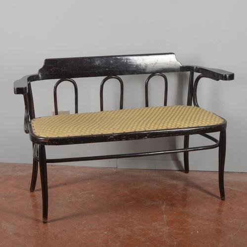Antique Viennese Style Bench with Armrests For Sale - Image 3 of 9