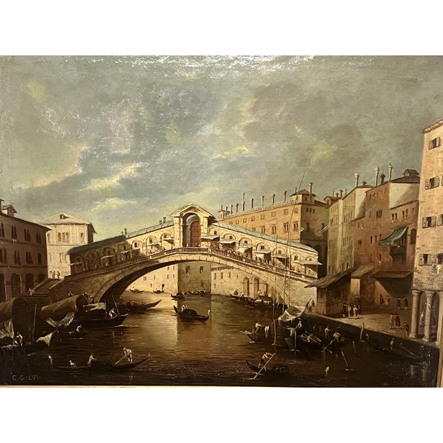 Venice Grand Canal, Italy, Oil on Canvas, 19th Century For Sale