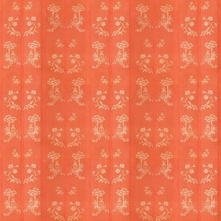 Suzanne Tucker Home Pagoda Silk Fabric in Coral For Sale