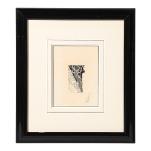 Art Deco "Woman and Window" Pen & Ink Drawing on Paper Signed Erté
