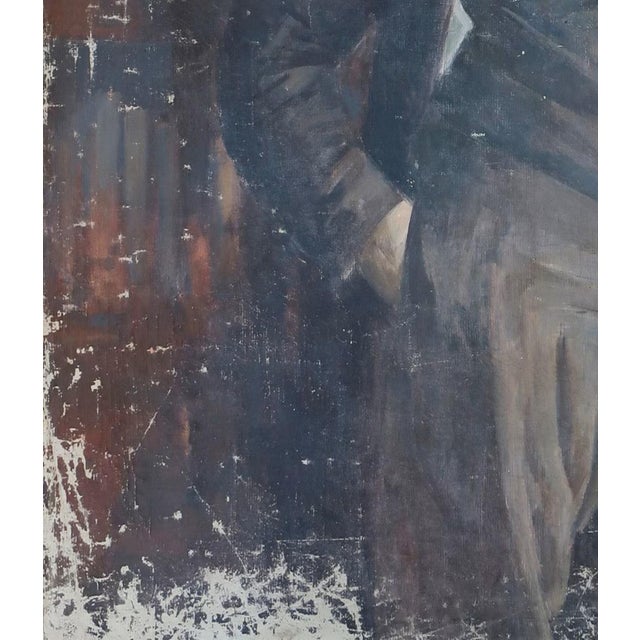 1970s Original Vladimir Lenin Portrait, Antique Soviet Oil Painting 129-110 For Sale - Image 5 of 6