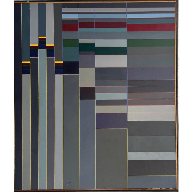Mid-Century Modern Mid-Century Modern Hard Edge Modernist Color Block Painting For Sale - Image 3 of 7