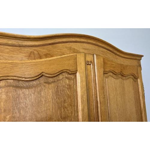 Vintage French Louis XVI Style Two Door Wardrobe in Carved Oak For Sale - Image 5 of 11