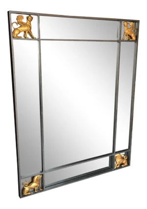 Hollywood Regency Iron & Brass Griffin Wall Mirror Large